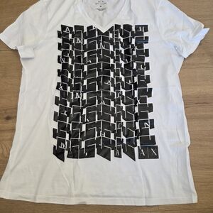 A/X Armani Exchange Men’s White Graphic V-Neck T-Shirt
